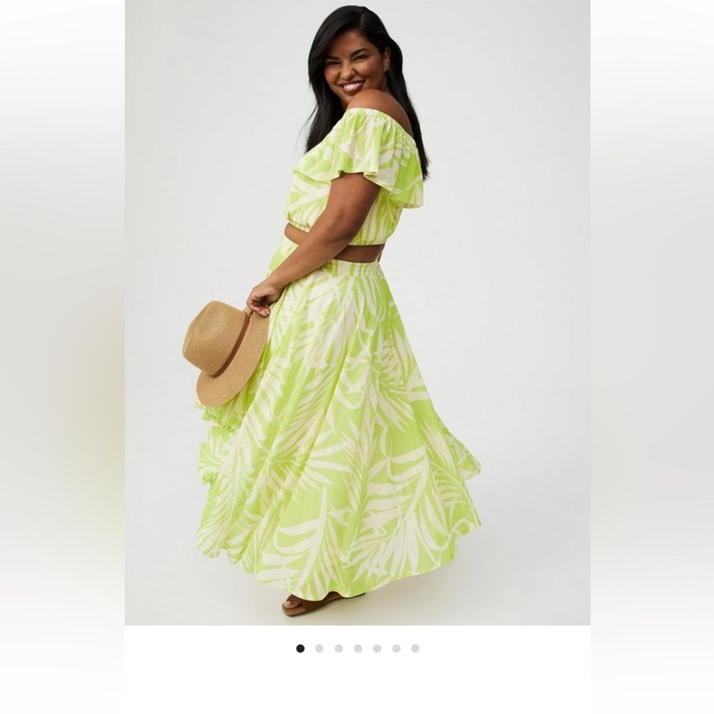 Lime Leaf Print Maxi Skirt - Elegant Women’s Summer Skirt